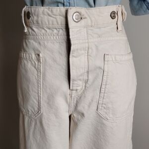 We The Free Palmer Mid Rise Eggshell White Patch Pocket Wide Leg Jeans Size 30